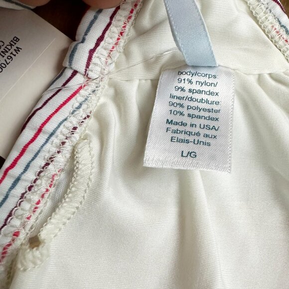 NWT Eberjey Bikini Top Lines Connor L NEW White Red Gray - Picture 5 of 7